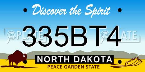 335BT4 North Dakota License Plate