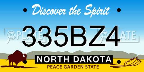 335BZ4 North Dakota License Plate