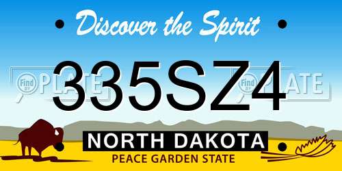 335SZ4 North Dakota License Plate