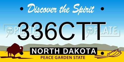 336CTT North Dakota License Plate