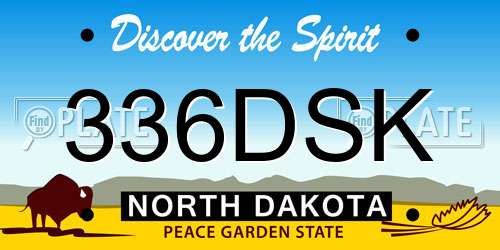 336DSK North Dakota License Plate