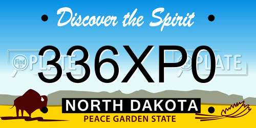 336XP0 North Dakota License Plate