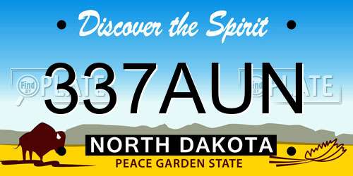 337AUN North Dakota License Plate