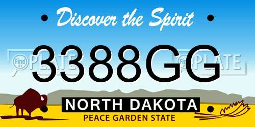 3388GG North Dakota License Plate