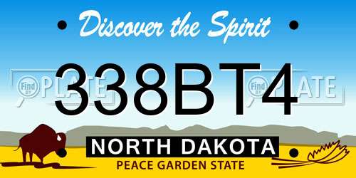 338BT4 North Dakota License Plate