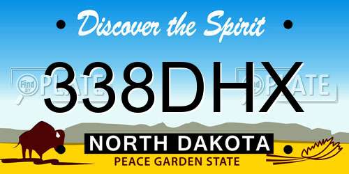338DHX North Dakota License Plate