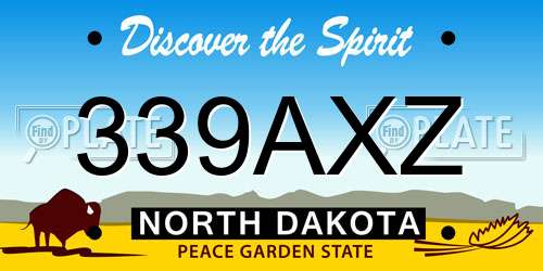 339AXZ North Dakota License Plate