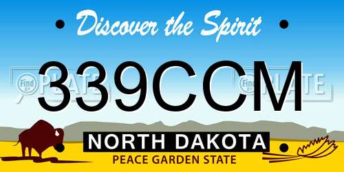 339CCM North Dakota License Plate