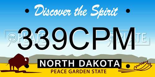 339CPM North Dakota License Plate