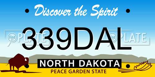 339DAL North Dakota License Plate