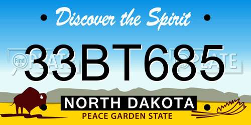 33BT685 North Dakota License Plate