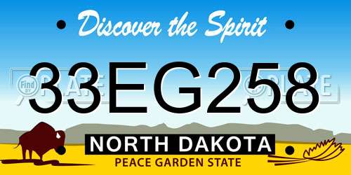33EG258 North Dakota License Plate