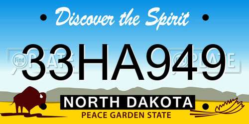 33HA949 North Dakota License Plate