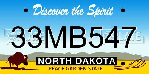 33MB547 North Dakota License Plate