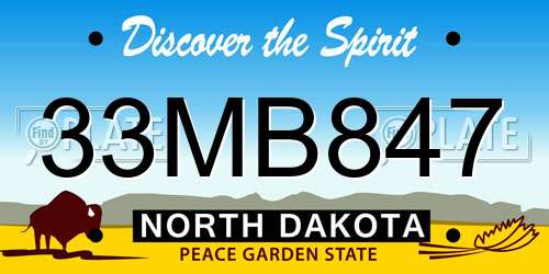 33MB847 North Dakota License Plate