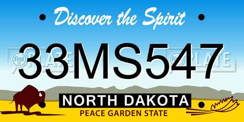 33MS547 North Dakota License Plate