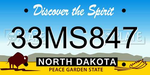 33MS847 North Dakota License Plate