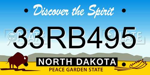 33RB495 North Dakota License Plate