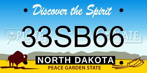 33SB66 North Dakota License Plate