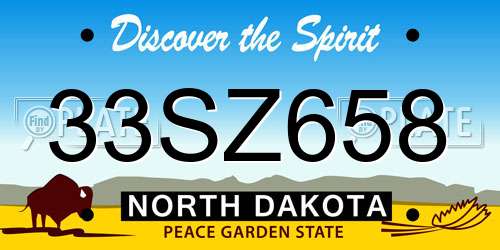 33SZ658 North Dakota License Plate