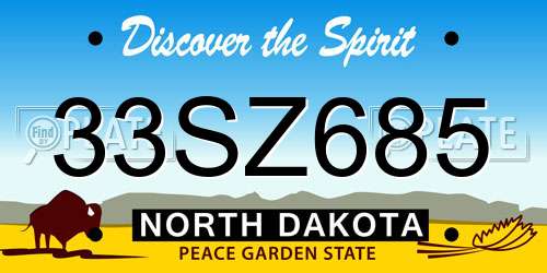 33SZ685 North Dakota License Plate