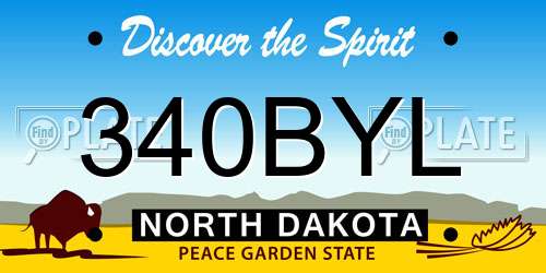 340BYL North Dakota License Plate