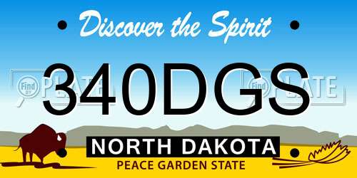 340DGS North Dakota License Plate