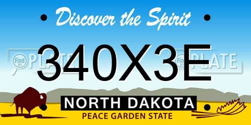 340X3E North Dakota License Plate