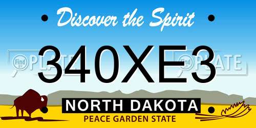 340XE3 North Dakota License Plate