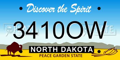 3410OW North Dakota License Plate