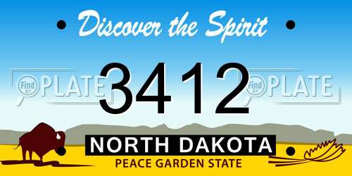 3412 North Dakota License Plate