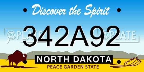 342A92 North Dakota License Plate