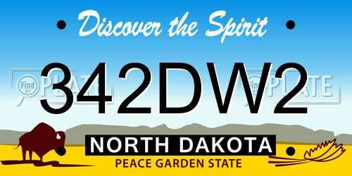 342DW2 North Dakota License Plate