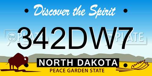 342DW7 North Dakota License Plate