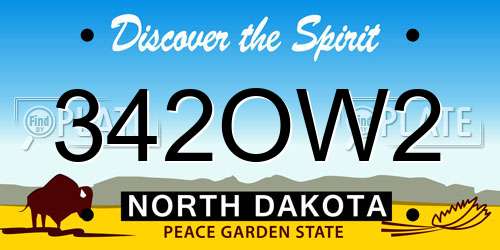 342OW2 North Dakota License Plate