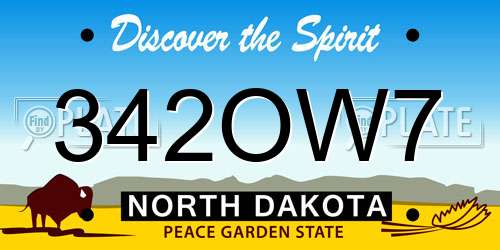 342OW7 North Dakota License Plate
