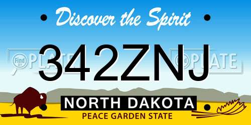 342ZNJ North Dakota License Plate