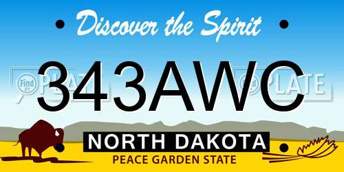 343AWC North Dakota License Plate