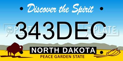 343DEC North Dakota License Plate