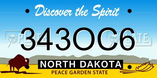 343OC6 North Dakota License Plate