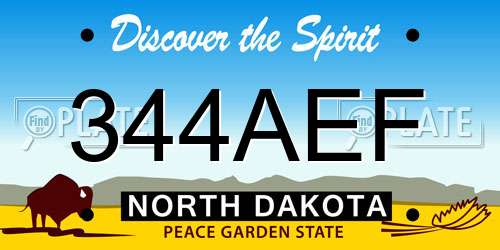 344AEF North Dakota License Plate