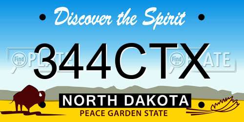 344CTX North Dakota License Plate
