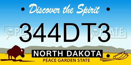 344DT3 North Dakota License Plate