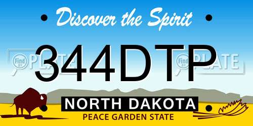 344DTP North Dakota License Plate