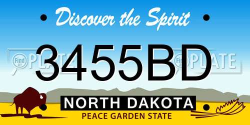 3455BD North Dakota License Plate