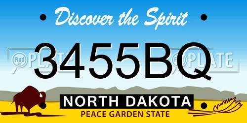 3455BQ North Dakota License Plate