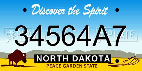 34564A7 North Dakota License Plate