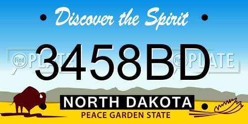 3458BD North Dakota License Plate