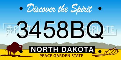 3458BQ North Dakota License Plate