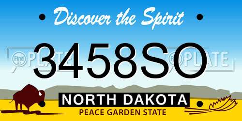 3458SO North Dakota License Plate